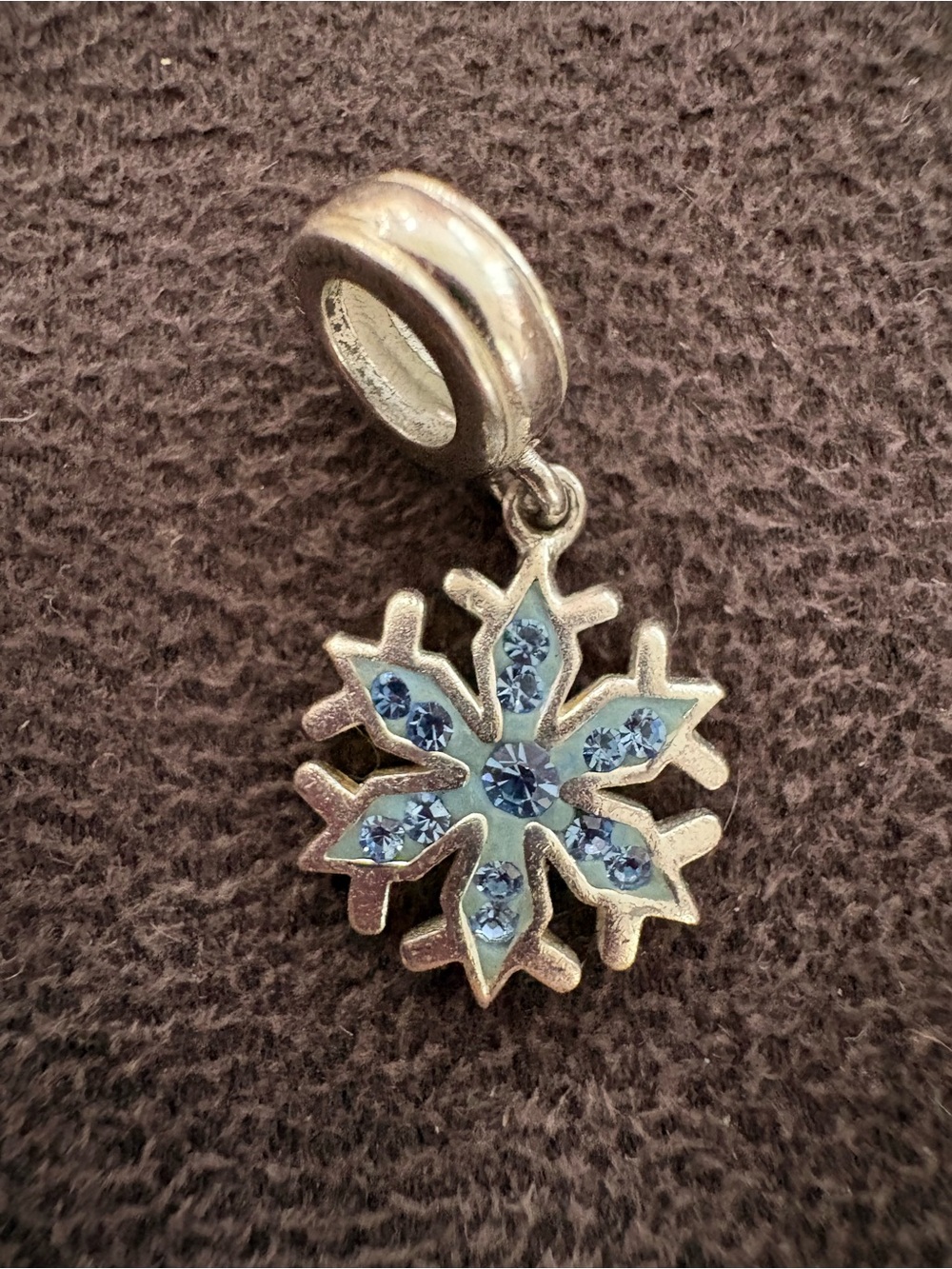 Silver Snowflake Charm Pendant with Blue Crystals